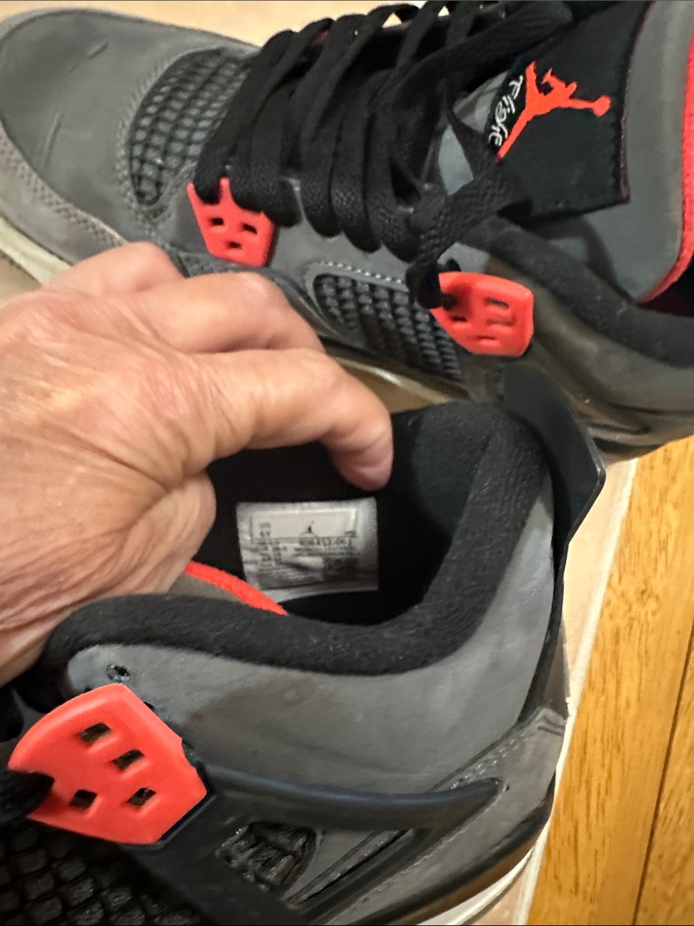 Jordan Men’s 4 Retro Sneakers - Gray and Red - Picture 5 of 11